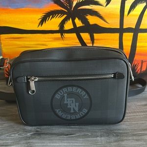 Black Burberry Plaid Print Crossbody Bag